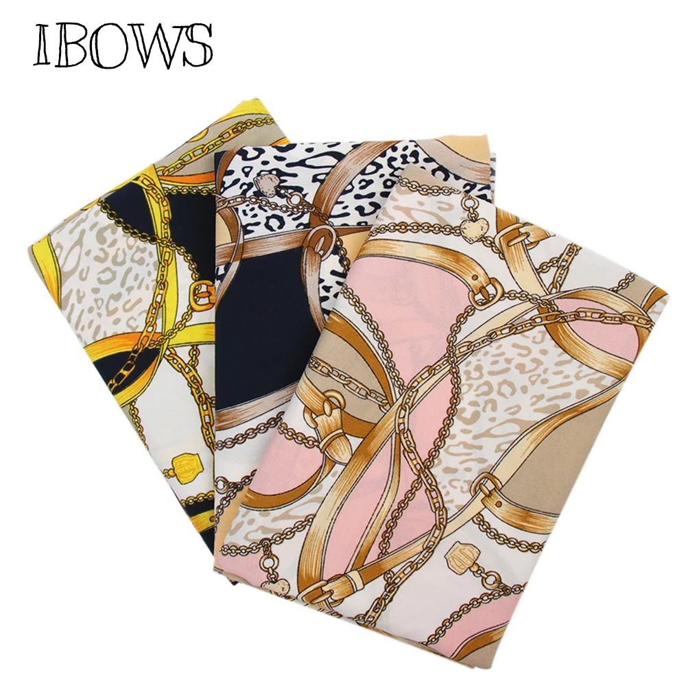 

IBOWS 45*150cm Chiffon Fabric Vintage Chains Design Material for DIY Dress Clothes Luxury Soft Home Textile Curtain Patchwork