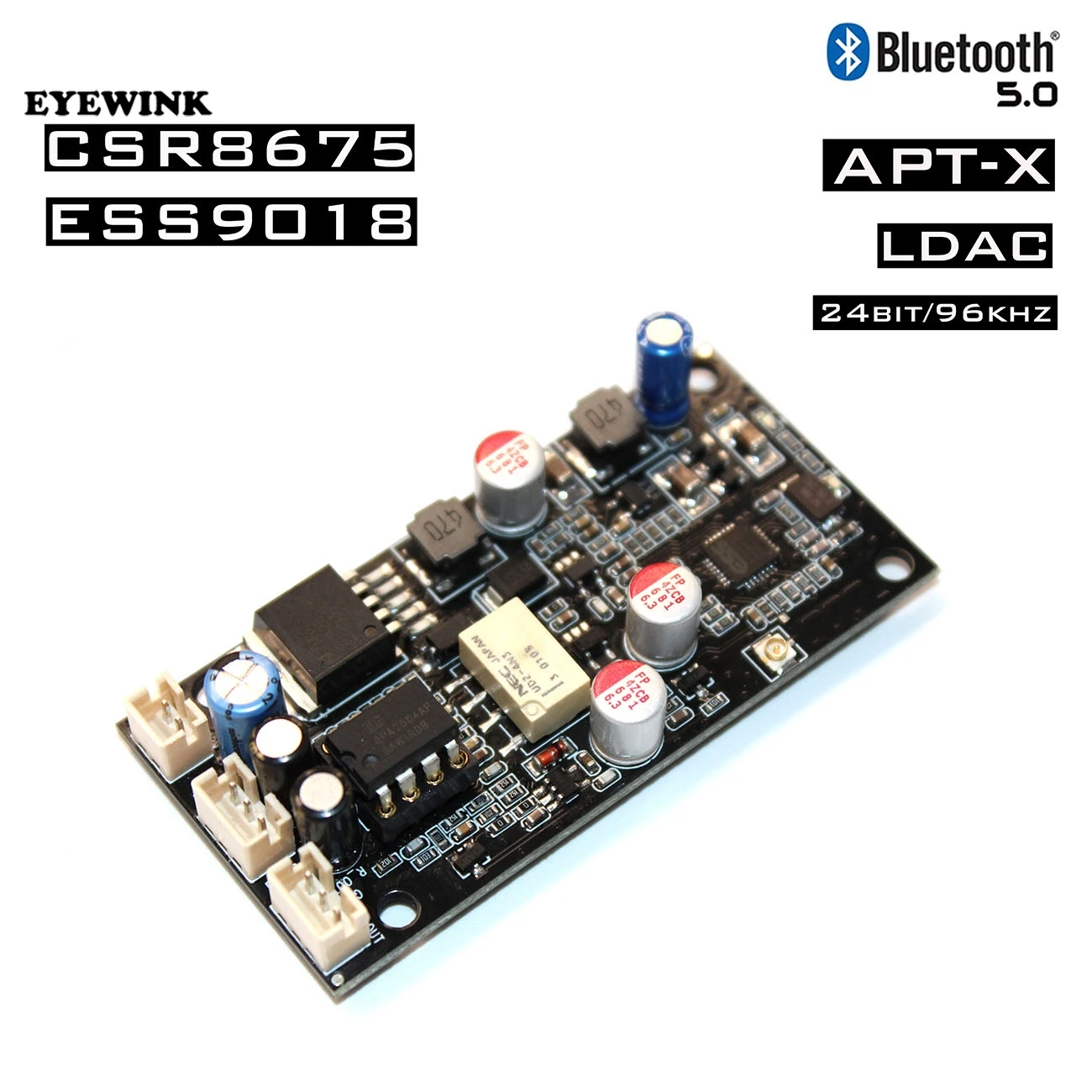 CSR8675 беспроводной адаптер Bluetooth 5,0 приемник плата ES9018 ies DAC аудио декодер плата 24 бит/96 кГц LDAC с антенной