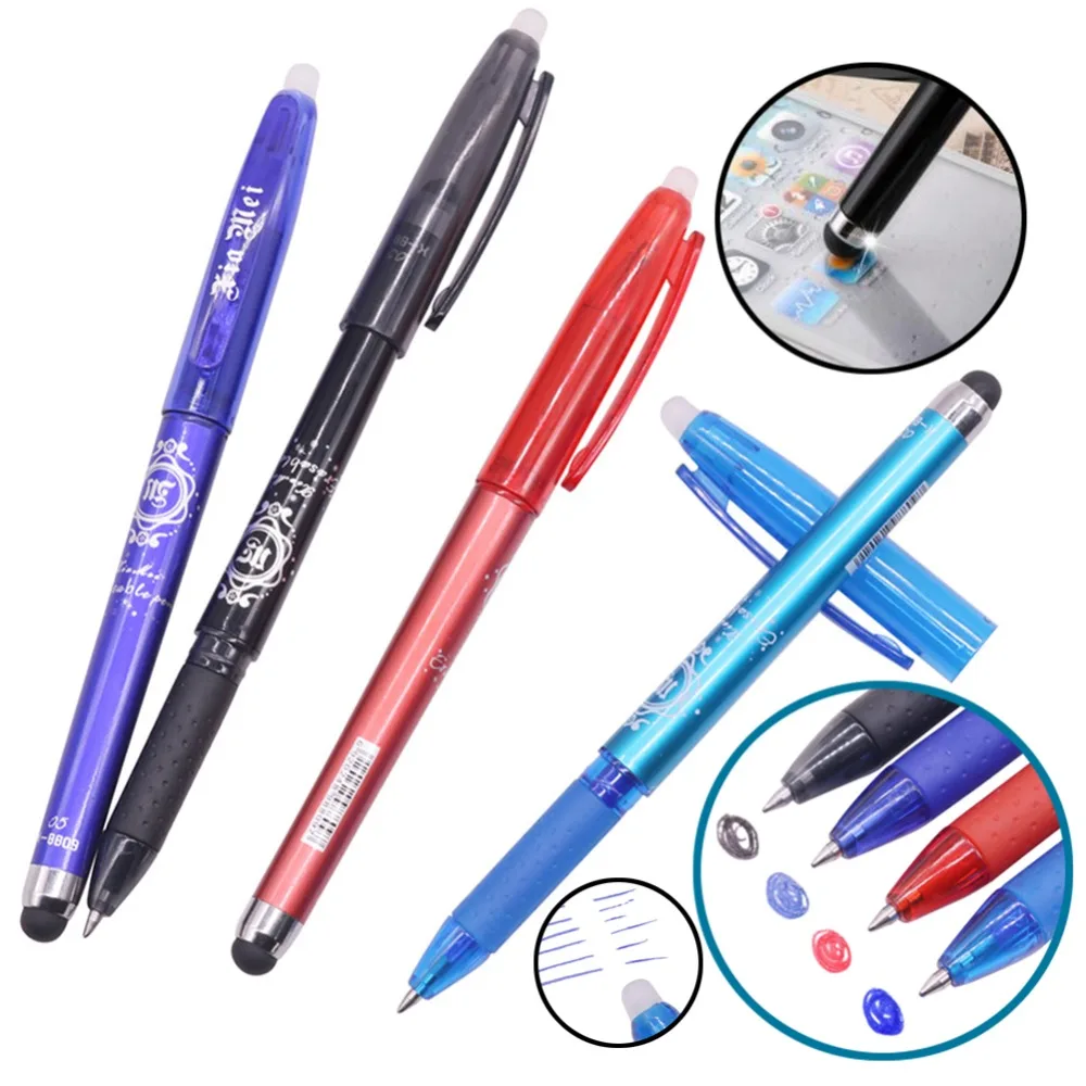 

2 pcs Pen 0.5mm Erasable Ballpoint Pen Highlighter Student Stationery Gel Pen Office Student Can Erase Capacitive Touch Pens
