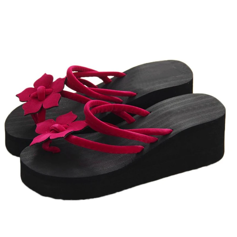 

WD07 Women's Leisure Flower Non-slip Platform Shoes Wedges High Heels Slippers sandal popular