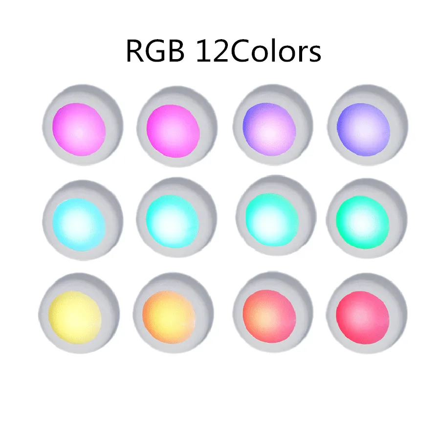 RGB 12 цветов диммируемая светодиодная подсветка под шкаф сенсорный датчик светодиодный светильник шайба s настенный светильник для шкафа шкаф кухонный светильник