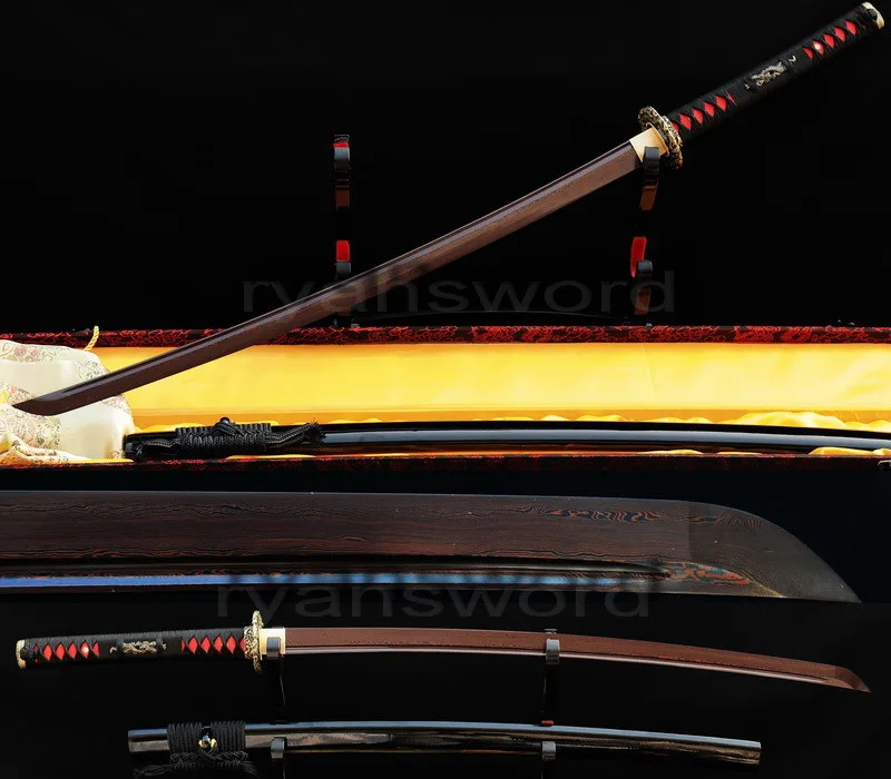 

HANDMADE RED FOLDED STEEL BLADE JAPANESE SAMURAI KATANA SWORD