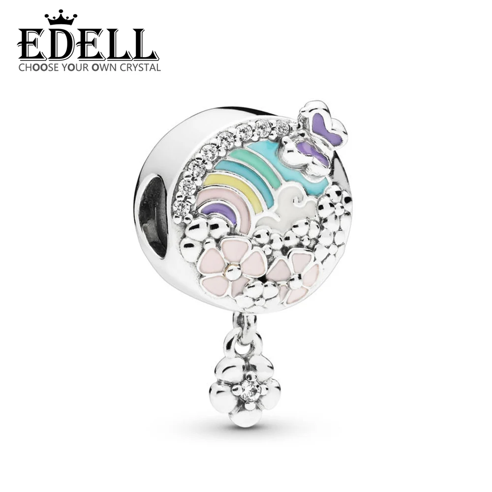 

EDELL 100% 925 Sterling Silver New 2019 Spring 797999ENMX Flower Colour Story Charm DIY Bracelet Original Women's Jewelry