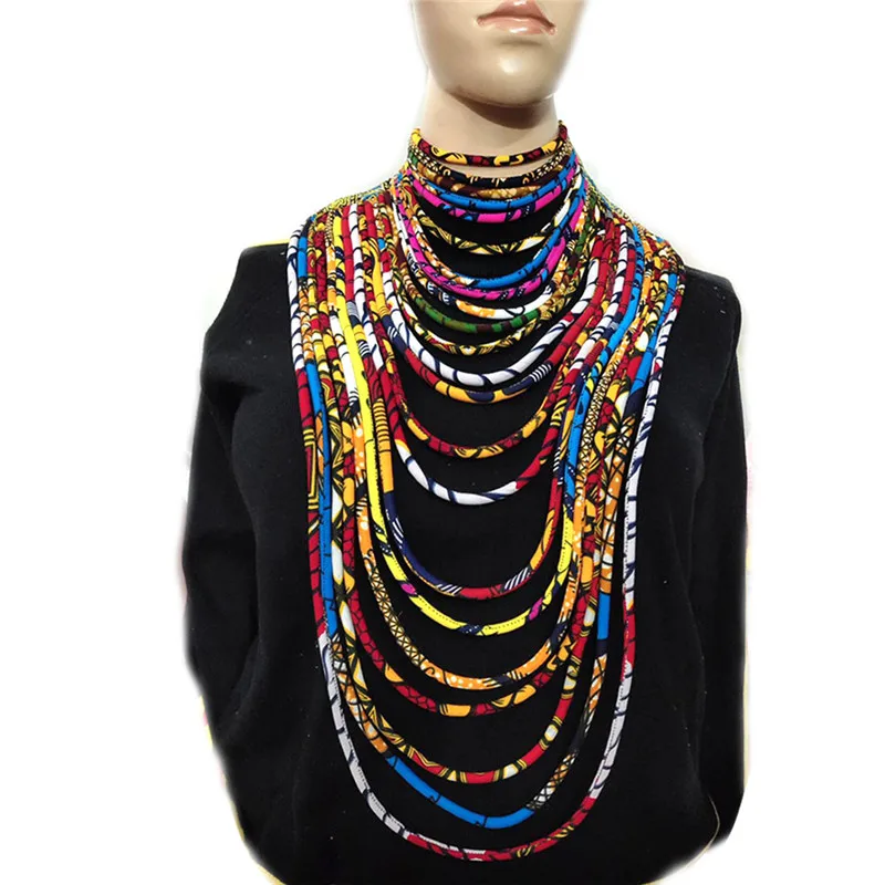 Anfrica ожерелья ручной работы Африканский воск печати ювелирные изделия Дашики Модные женские цепи - Окраска металла: multicolor