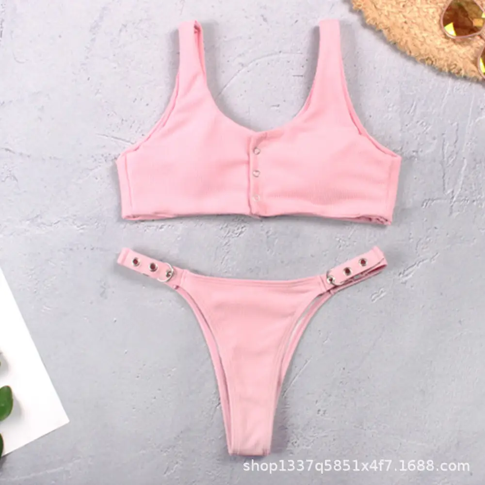 Hot Babes Bikini Set U Neck Wide Strappy Biqiuini 11