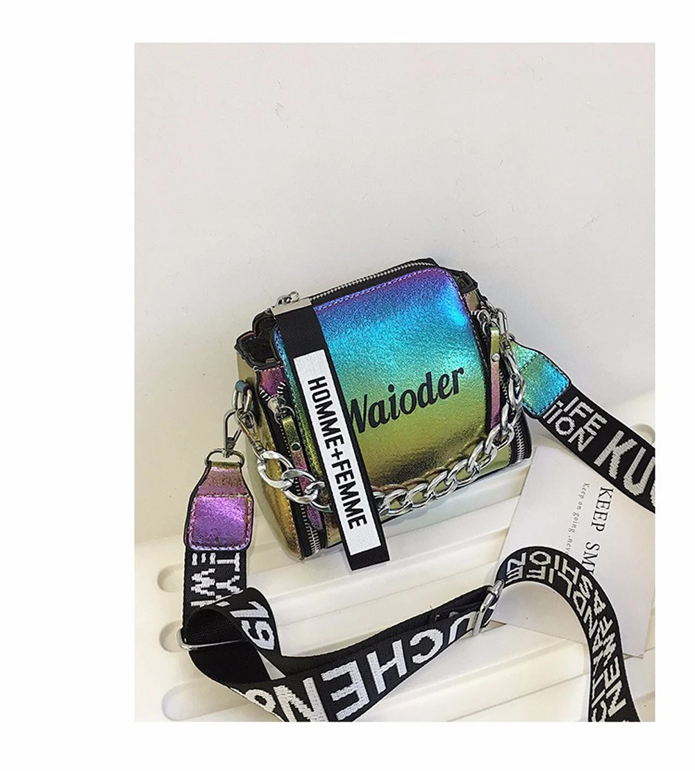 Многоцветный Сумка на плечо сумка-тоут из искусственной кожи Neue Frauen Taschen geldbёrse Leder Handtasche сумка через плечо лазерная - Цвет: Многоцветный