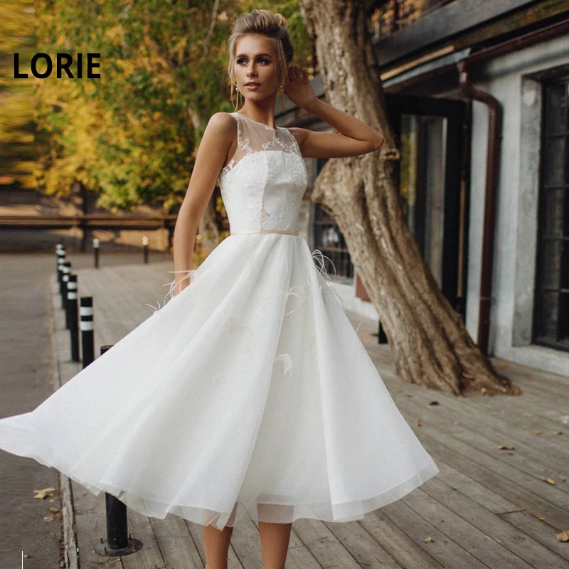 Новинка короткие свадебные платья LORIE длиной ниже колена с кружевной аппликацией