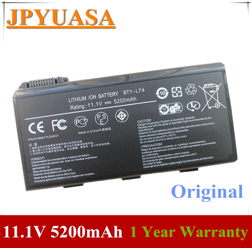 

7XINbox 11.1V 5200mAh BTY-L74 BTY-L75 MS-1682 Laptop Battery For MSI A5000 A6000 A6200 CR600 CR610 CR620 CR700 CX600 CX700