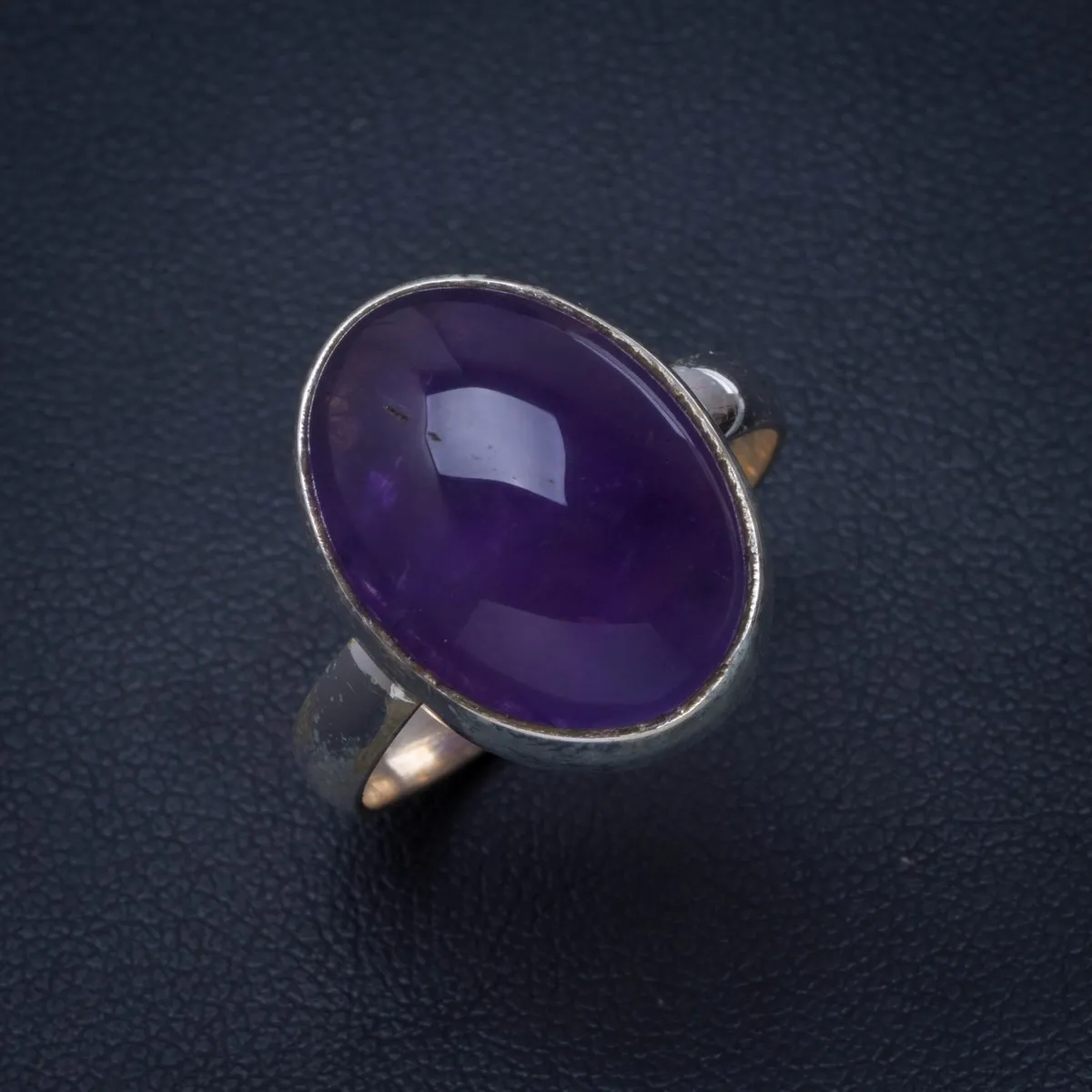 

Natural Amethyst Handmade Unique 925 Sterling Silver Ring 8 B1373