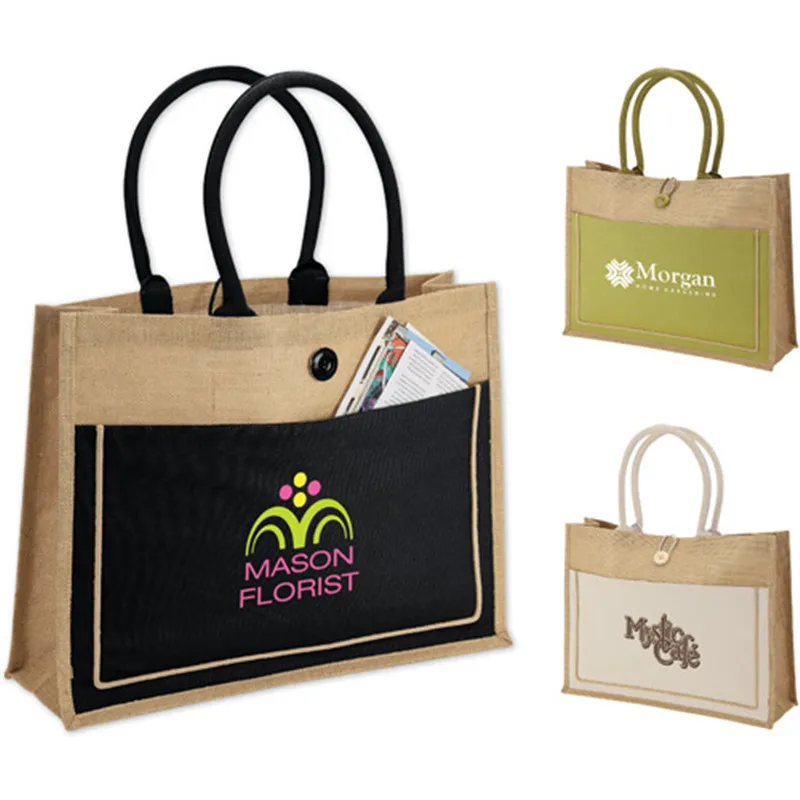 wholesale 500pcs/lot Tote Jute Hessian shopping bags reusable grocery Jute tote shoulder bags ...