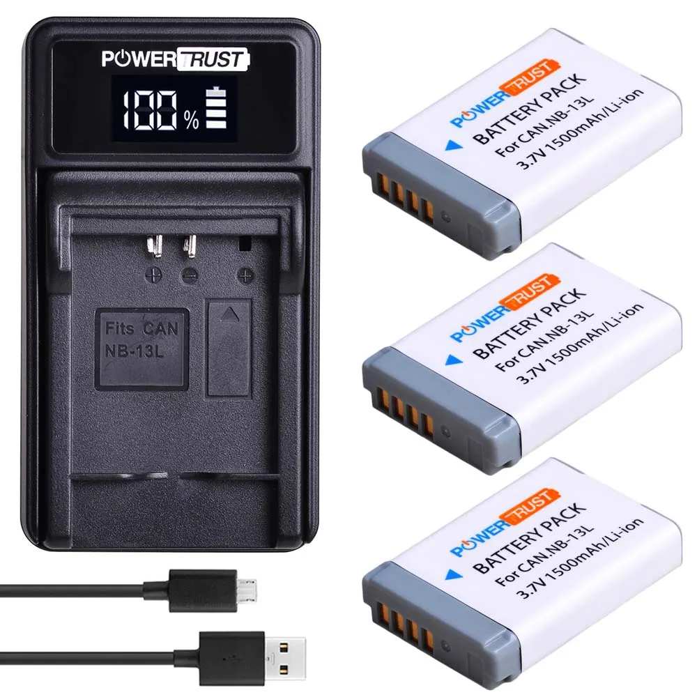 2x1500 mAh NB-13L NB13L NB 13L батарея+ светодиодный USB зарядное устройство для Canon PowerShot G5X G7X G9X G7 X Mark II G9 X, SX620 SX720 SX730 HS - Цвет: 3Battery and Charger