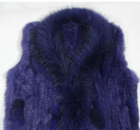 Harppihop, лучшее качество, мех кролика, плотное вязаное пальто, натуральный мех кролика, куртка, Европейский стиль, меховое пальто - Цвет: navy blue