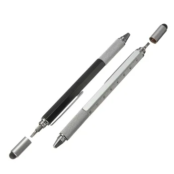 

DANIU 6 in 1 Metal Multitool Pen Handy Screwdriver Ruler Spirit Level Black/ Sliver 14cm (L) x 1cm (Diameter)