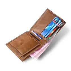 Для мужчин коровьей кожи RFID Блокировка кредитной держатель для карт кошелек двойного сложения ID наличные портмоне клатч 11,2x9,5x2,9 см