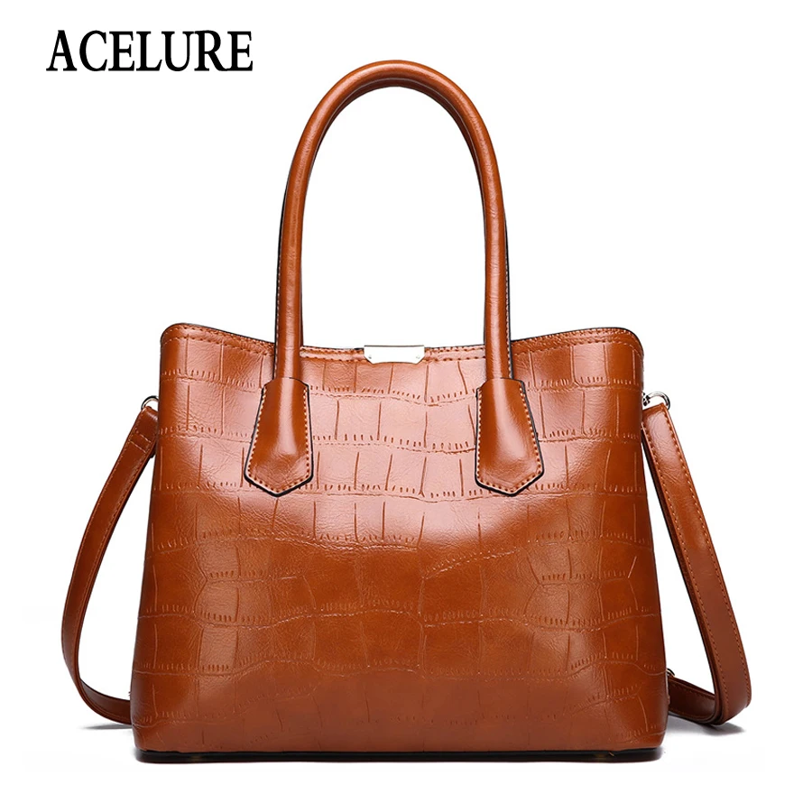 

ACELURE New High Quality PU Leather Luxury Shoulder Bags Fashion Stone Pattern Genuine Bags for Women Crossbody Bags Female Tote