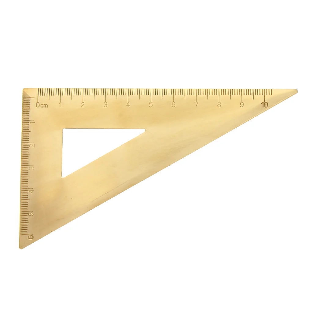 Solid Brass Metal Jewelry Design Math Geometry School Ruler Triangle Protractor Portable Measuring Jewelry Accessories