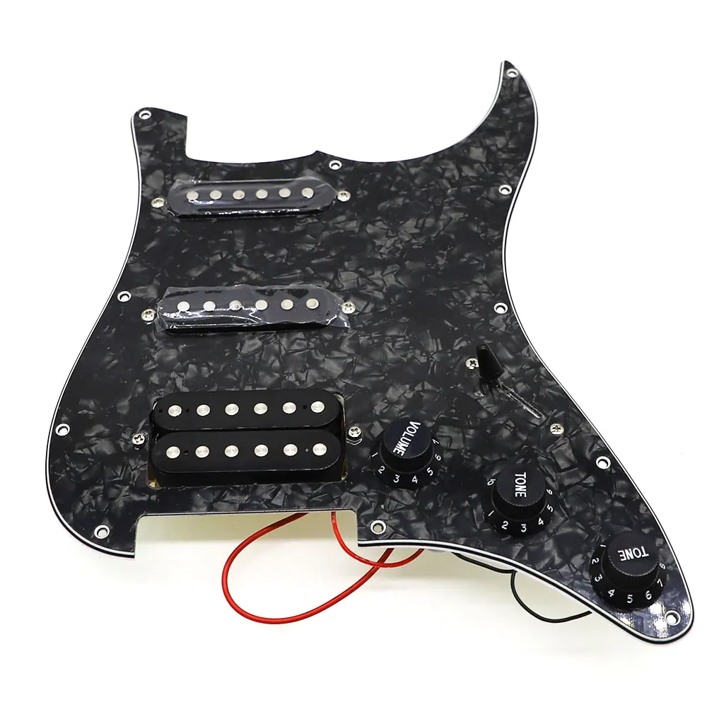 

Loaded Strat Electric Guitar Pickguard Prewired ST Pickguard with Ceramic Pickups Fits For Fende r Black Guitar Accessories