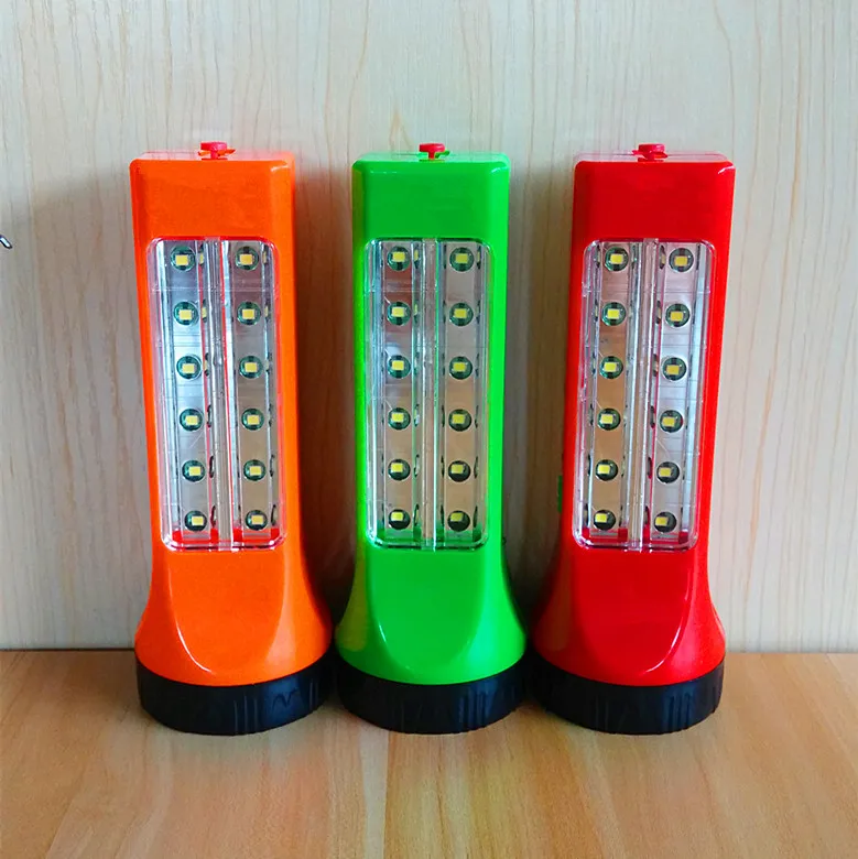 

LED Multi-function Colorful Plastic Household Emergency Flashlight Outdoor Side Lighting Portable Rechargable Flash Lamp