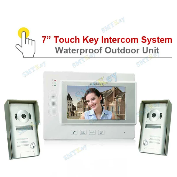 

2 monitor outdoor unit with 1 outdoor camera touch key 7inch screen video interom system video doorphone system video doorbell