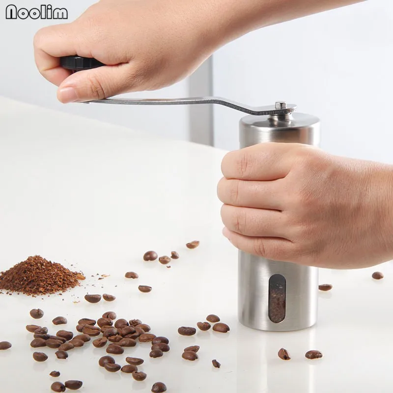 Silver Coffee Grinder Mini Stainless Steel Hand Manual Handmade Coffee