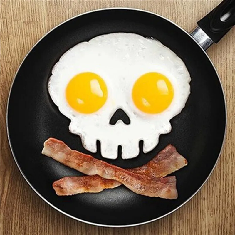 

Kitchen Cooking Tool Unique Design Silicone Rubber Egg Mold Non-stick Skull Eggs Fried Frying Mould Pancake Egg Ring Shaper Mold