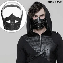 Готическая классическая черная заклепка эластичная резиновая маска стимпанк Мужская мода композитная искусственная кожа крутая рыбий рот Маска Панк рейв S-254