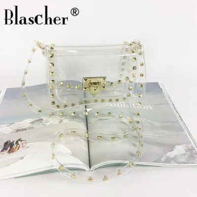 

Blascher Women Beach Waterproof Shoulder Bag Clear PVC Transparent Small Crossbody Messenger Bags Summer Handbags Tote New DEB24