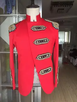 

XXS-6XL 2018 Men clothing BIGBANG Hip hop Rivet Suit Plus size Bar DS punk Costume dance performance Singer Costumes