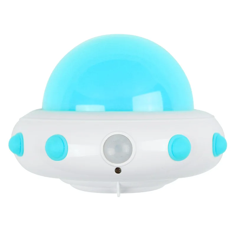 BLYN НЛО светодиодный ночной Светильник Детские PIR Сенсор для корма для сна лампа Беспроводной дистанционного Управление диммер светильник US EU Plug лампа - Испускаемый цвет: Синий
