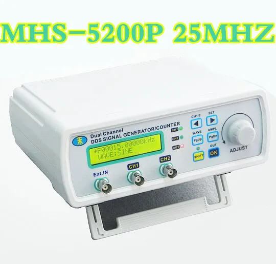 

MHS-5200P DDS TTL Digital Dual-Channel Arbitrary Waveform Generator Function Signal Generator tester 25MHz 50% off