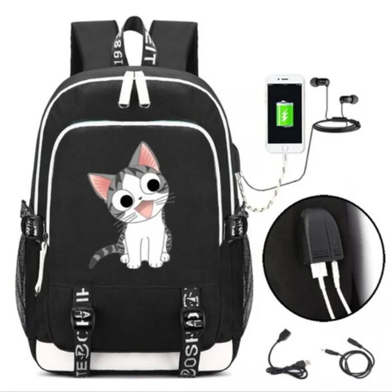 Рюкзак Chi's Sweet Home в виде кошки и девушки Сумка с USB портом замком для наушников