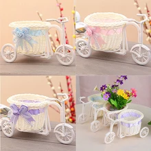 

1PC Rattan bicycle Storage Basket Float Vase Plant Stand Holder Tricycle Bike Design Organizer Flower Basket New