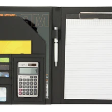 Папка для конференц-конференций из искусственной кожи, офисные папки для документов. A4 папка для документов, украшенное мозаикой из драгоценных камней, 12-цифровой калькулятор чёрный; коричневый