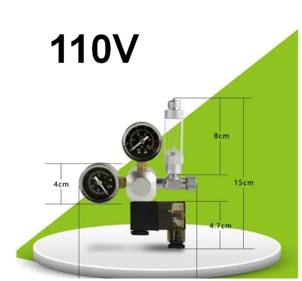 Аквариум СО2 регулятор бак живого потока растений контроль давления обратный клапан счетчик пузырьков декомпрессионный стол цилиндрический адаптер - Цвет: 110V