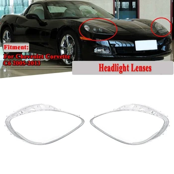 

DHBH-2Pcs Car Clear Headlight Lens Cover Replacement head light lamp Cover for Chevrolet Corvette C6 2005-2013