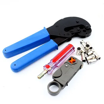 

Set !-5-7-9 Cold Pliers 75-5 Double Shielded Stripping Knife + Inch Booster+10 Pcs Set-top Box Ferrules Inch Connector
