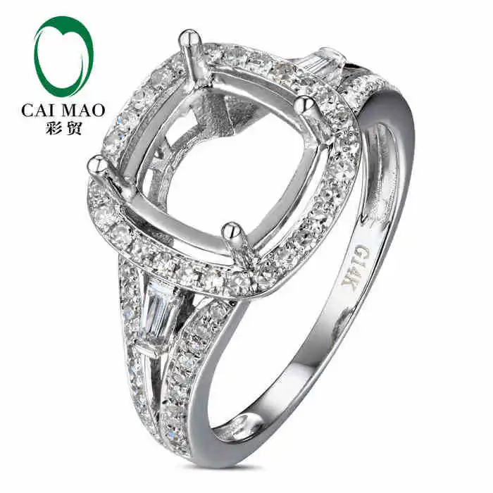 CaiMao Подушка Semi Mount кольцо настройки и 0.38ct АЛМАЗ 14 k белое золото обручальное кольцо с драгоценными камнями ювелирные изделия CaiMao Подушка Semi Mount кольцо настройки и 0.38ct АЛМАЗ 14 k белое золото обручальное кольцо с драгоценными камнями ювелирные изделия
