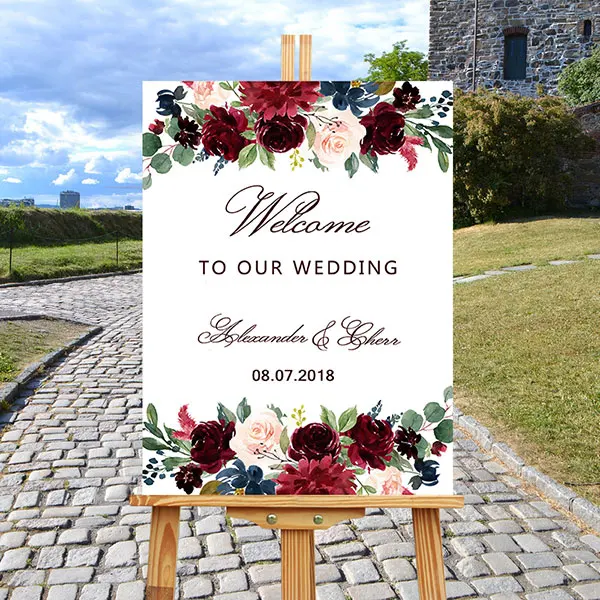 Maple Leaf Wedding Boards Sign Welcome to Our Wedding Welcome Sign Wood Welcome Board Rustic Wedding Decor Custom Couple Name