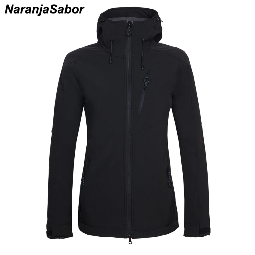 NaranjaSabor зимние женские флисовые куртки с капюшоном, Женские ветровки, верхняя одежда, пальто для бега, женская брендовая одежда