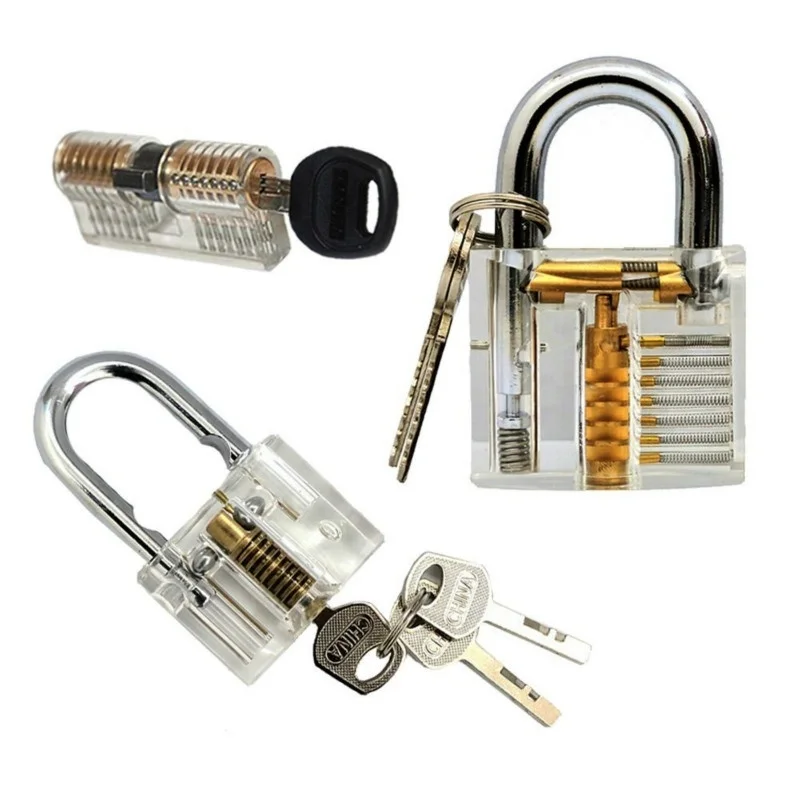3/Set Crystal Visible Cutaway Lock For Locksmith Training Lock Pickin