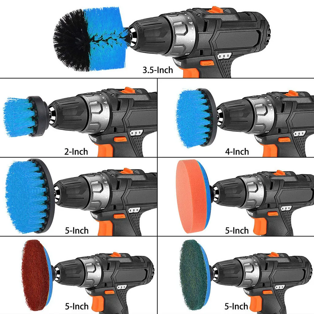 Насадка в виде щетки скраб колодки 8 шт щетка для мытья посуды набор универсальный очиститель щетки мебель мощность скраб дрель#17/6