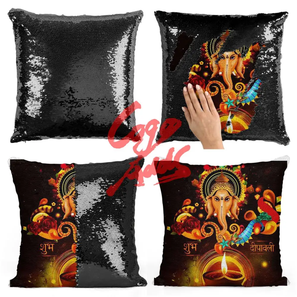 

Diwali DIY Mermaid Sequins Cushion Cover Magical Colorful Throw Pillow Case Two Color Changing Reversible Cushion Cover
