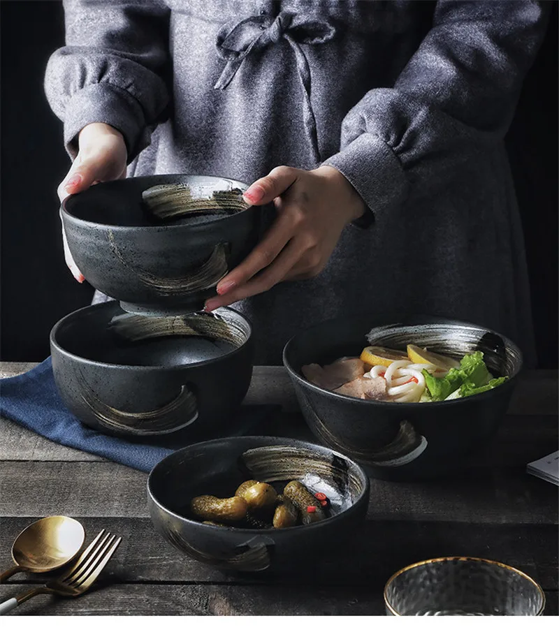 NIMITIME японский стиль рисовая чаша большой керамическая тарелка для супа бытовой персональный обеденная чаша бытовой Ресторан посуда