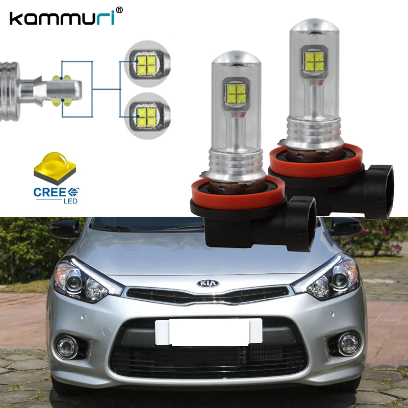 White H8 H11 LED Fog Lights Driving DRL Lamps For Kia Rio Borrego