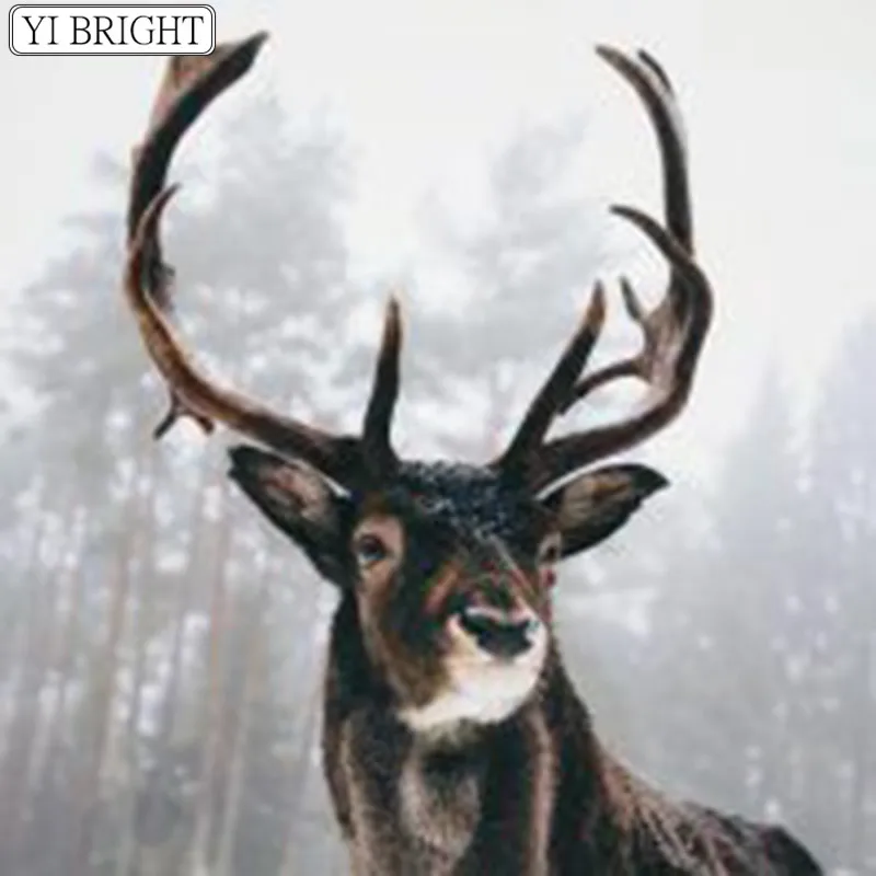

5D DIY Full Square Diamond Painting Cross Stitch Grey elk 3D Diamond Embroidery Rhinestone Mosaic Home Decoration gift