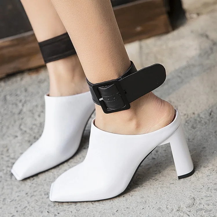 

Womens Square Toe High Heels Slippers Mules Fashion Summer Sandals Shoes HOT A58