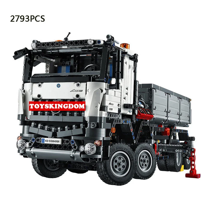 

Hot Technics Benz Arocs 3245 Electric big Truck 2 mode building block model Flat Trailer brick 42043 educational toys boys gifts