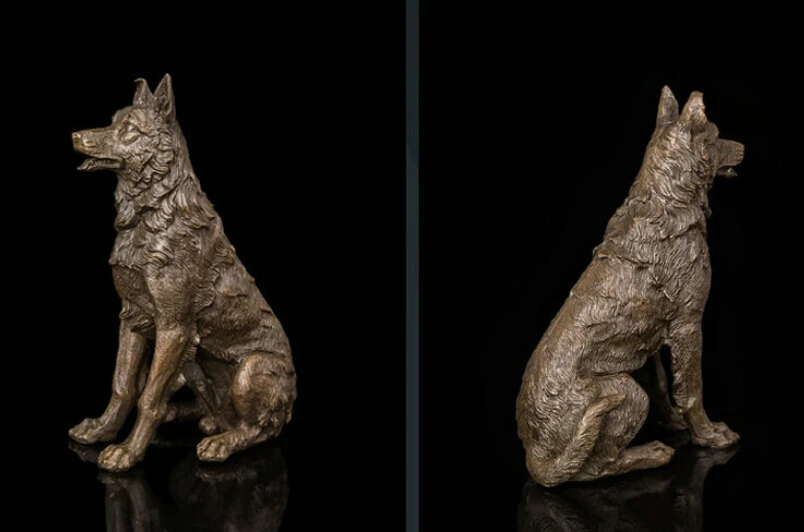 

Art Deco Sculpture Wolf Dog Bronze Statue R0712