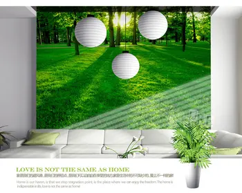 

Living room sofa background wallpaper wallpaper 3d bedroom green forest pastoral murals TV background wallpaper