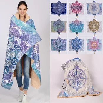 

Bohemian Style Blanket Super Soft Cozy Throw Blanket In Cap Lamb Cashmere Hooded Wearable Blankets Adults Kid Microfiber Cloak